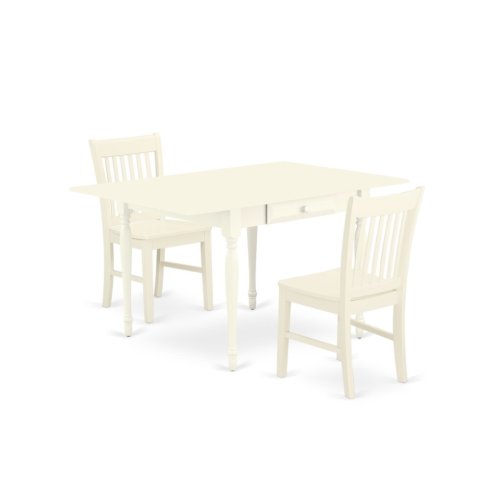 East West Furniture Kitchen Table Set  a Rectangle Dining Room Table and Solid Wood Seat Chairs  Linen White (Pieces Option)