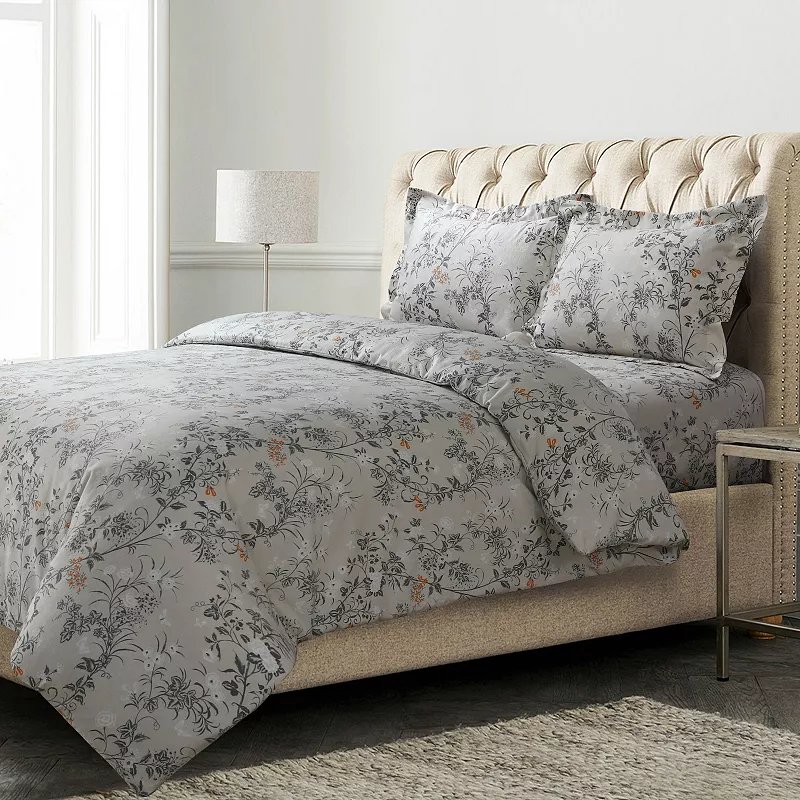 Tribeca Katy Floral 170-GSM Oversized Flannel Duvet Cover Set with Shams