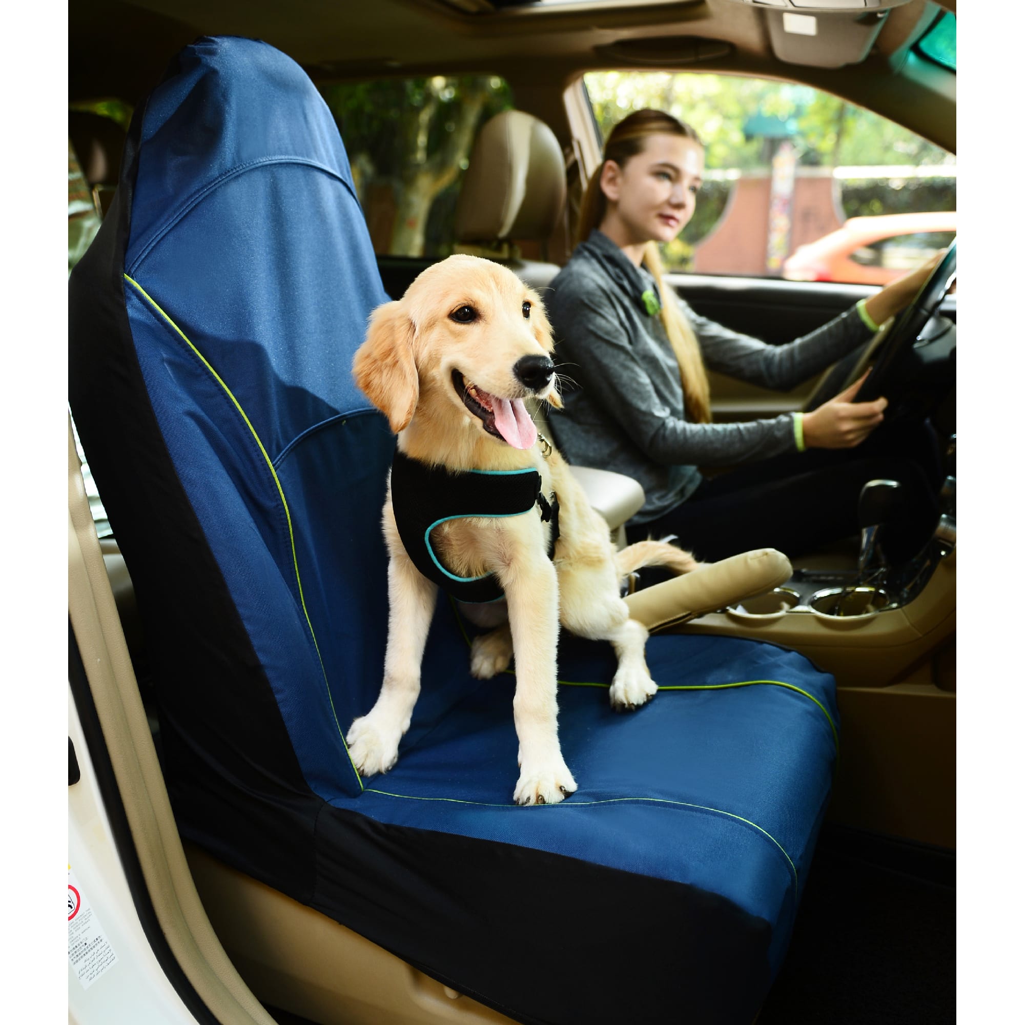 Pet Life Blue Open Road Mess-Free Single Seated Safety Car Seat Cover Protector for Dog， Cats， and Children， 48.03