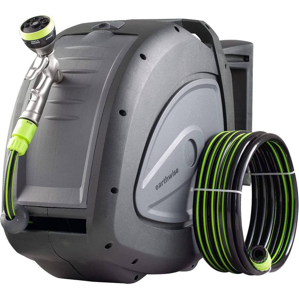 EARTHWISE POWER TOOLS BY ALM 12 in. Dia. x 130 ft. Standard Retractable Garden Hose Reel with Spray Nozzle GH-001