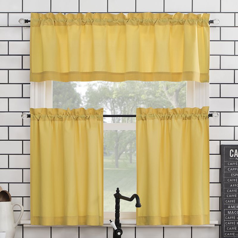 No. 918 Martine Microfiber Semi-Sheer Kitchen Curtain Valance and Tiers Set