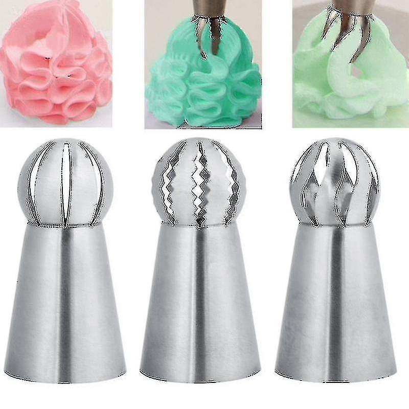 3pcs/set Torch Russian Flower Icing Piping Nozzle Tips Sphere Ball Cake Decoration Kitchen Pastry Cu