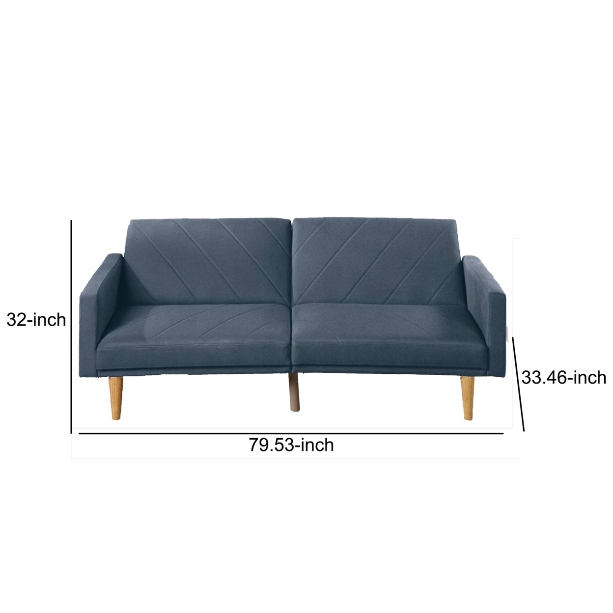 Fabric Adjustable Sofa with Chevron Pattern and Splayed Legs, Navy Blue- Saltoro Sherpi