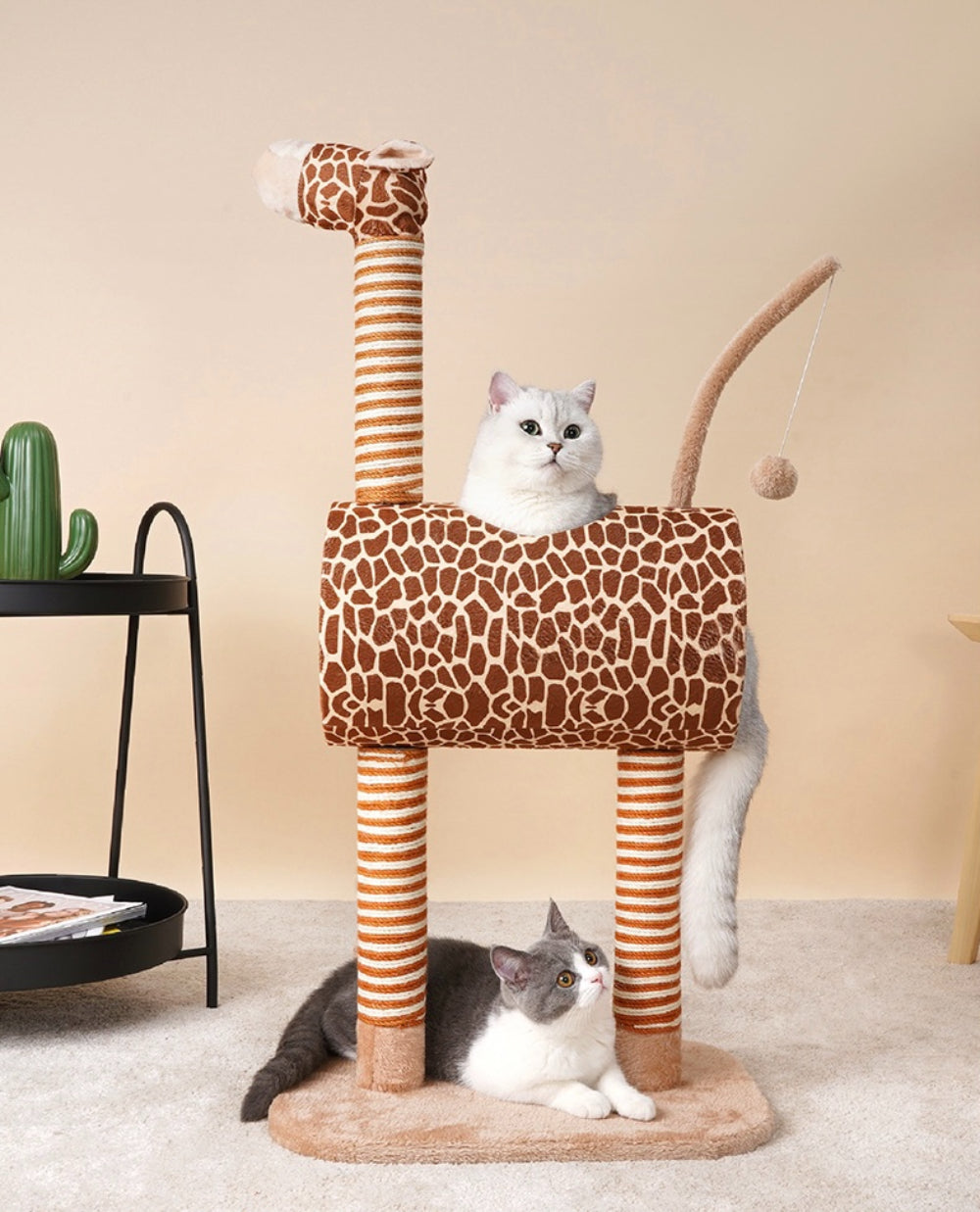 ZEZE Giraffe Cat Tree and Scratcher(Giraffe Cat Tree w/tunnel and Scratcher Cat Furniture， Large)