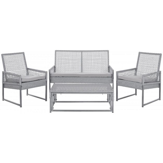 Shawmont Patio Outdoor Conversation Set Grey beige Safavieh