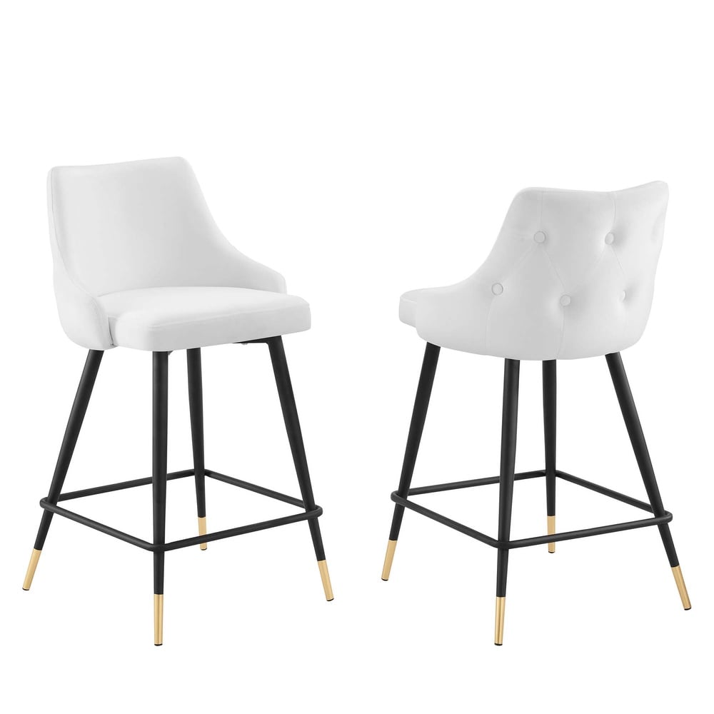 Modway Adorn Performance Velvet Counter Stool Set of 2  White