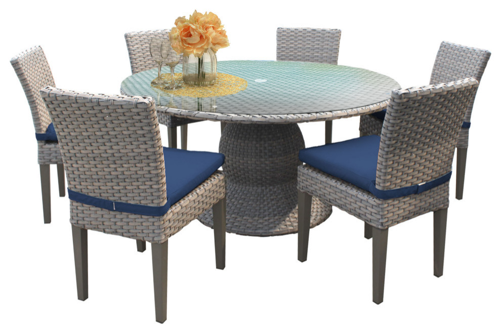 Florence 60 quotOutdoor Patio Dining Table with 6 Armless Chairs Aruba   Modern   Outdoor Dining Sets   by TKClassics  Houzz