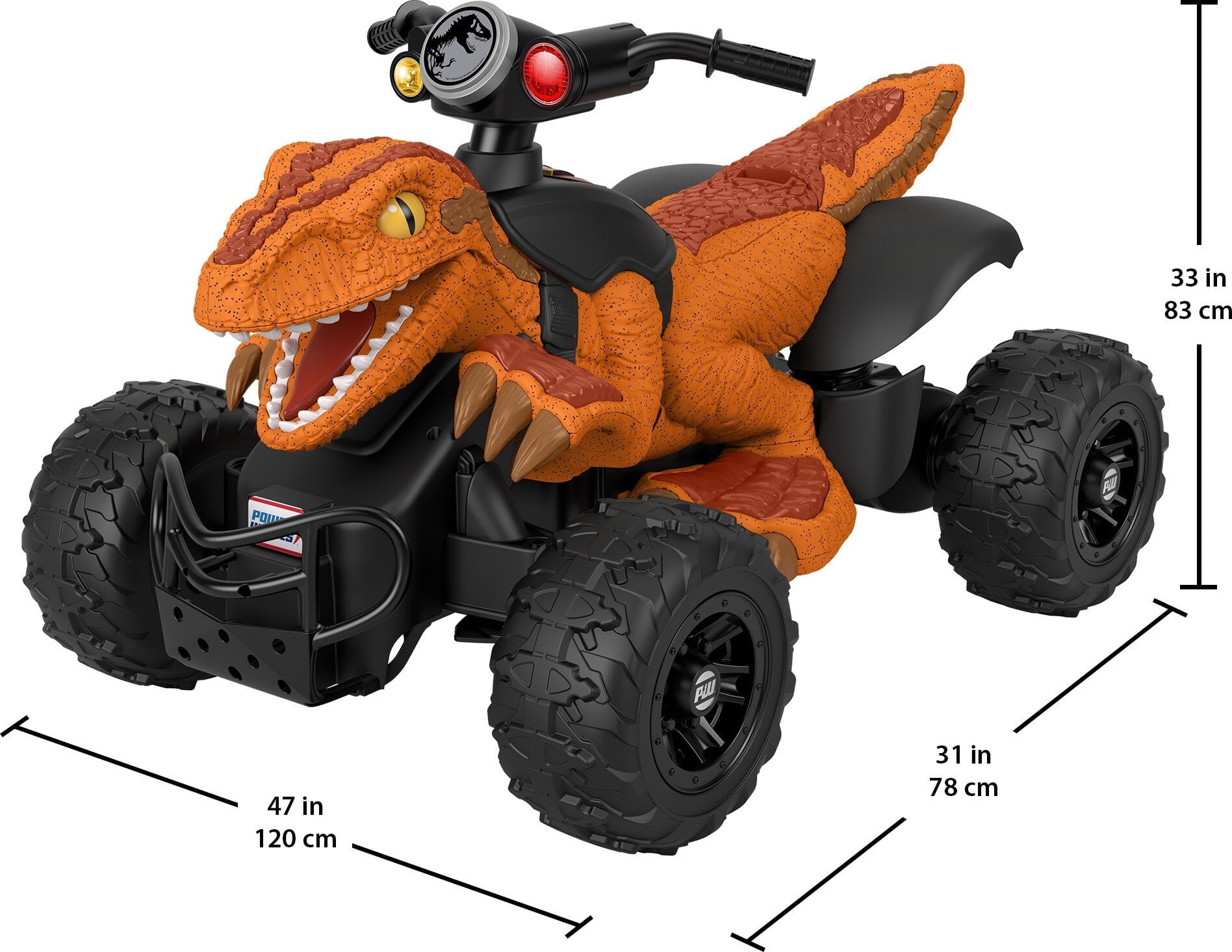 Power Wheels Jurassic World Dino Racer Battery-Powered Ride-On ATV Dinosaur Toy, Orange