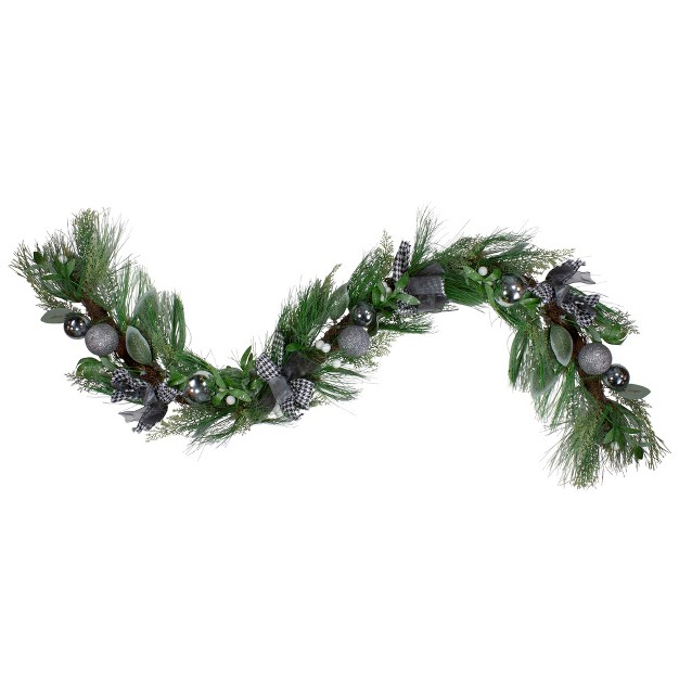 White Berries And Plaid Bows Artificial Christmas Garland Unlit