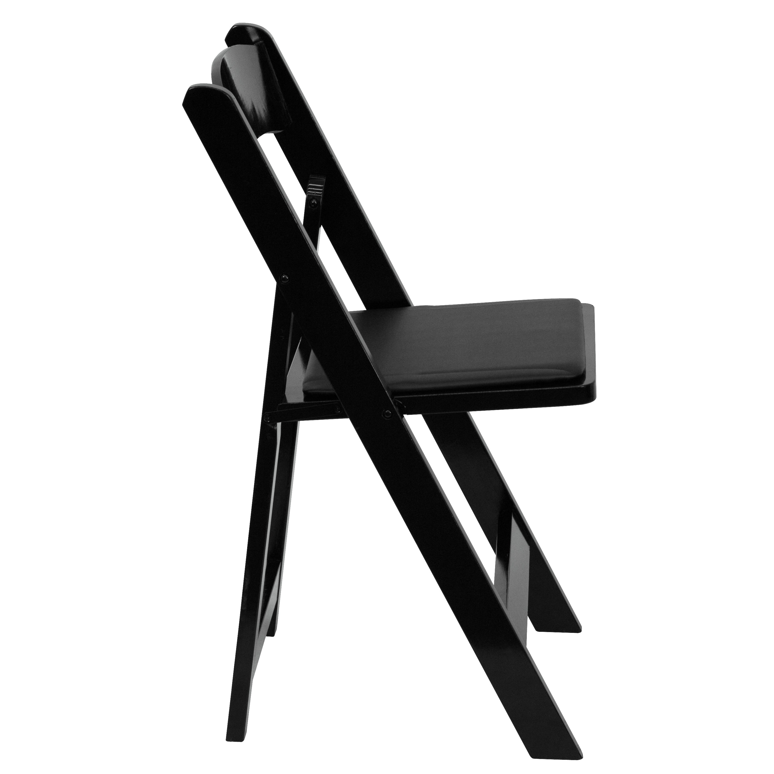 Emma + Oliver 2 Pack Black Wood Folding Chair with Vinyl Padded Seat