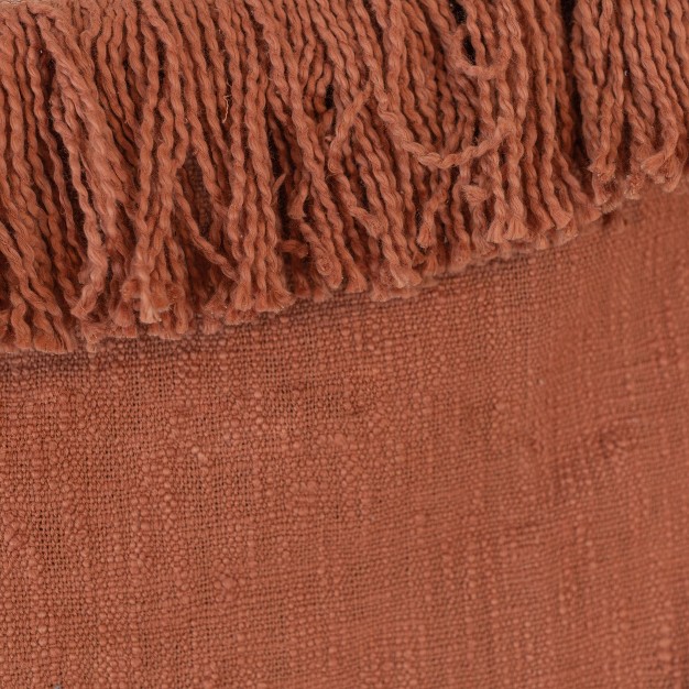 Hand Woven Rust Yarn Fringe Throw Blanket Cotton By Foreside Home amp Garden