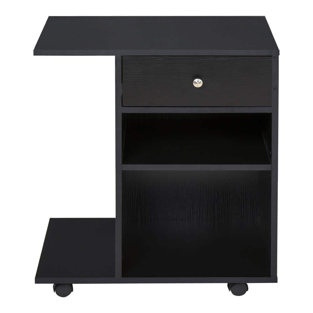 Vinsetto Rolling File Cabinet Cart with Wheels, Adjustable Shelf, Drawer and CPU Stand, Black 920-069BK