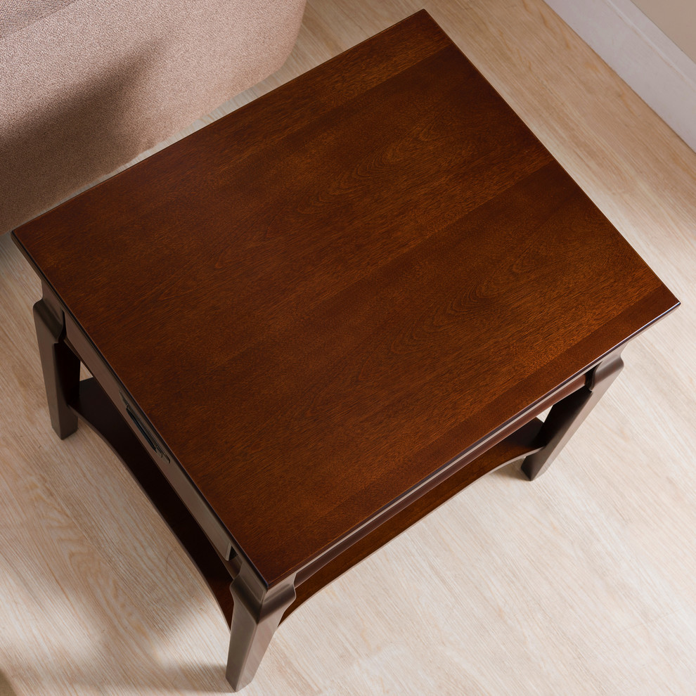 Leick Home Stratus Drawer End Table in Heartwood Cherry   Transitional   Side Tables And End Tables   by Homesquare  Houzz