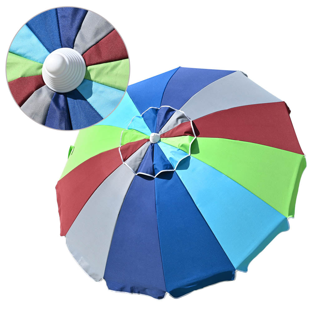 Yescom Rainbow Beach Umbrella Tilt 6 ft 12-rib w/ Anchor