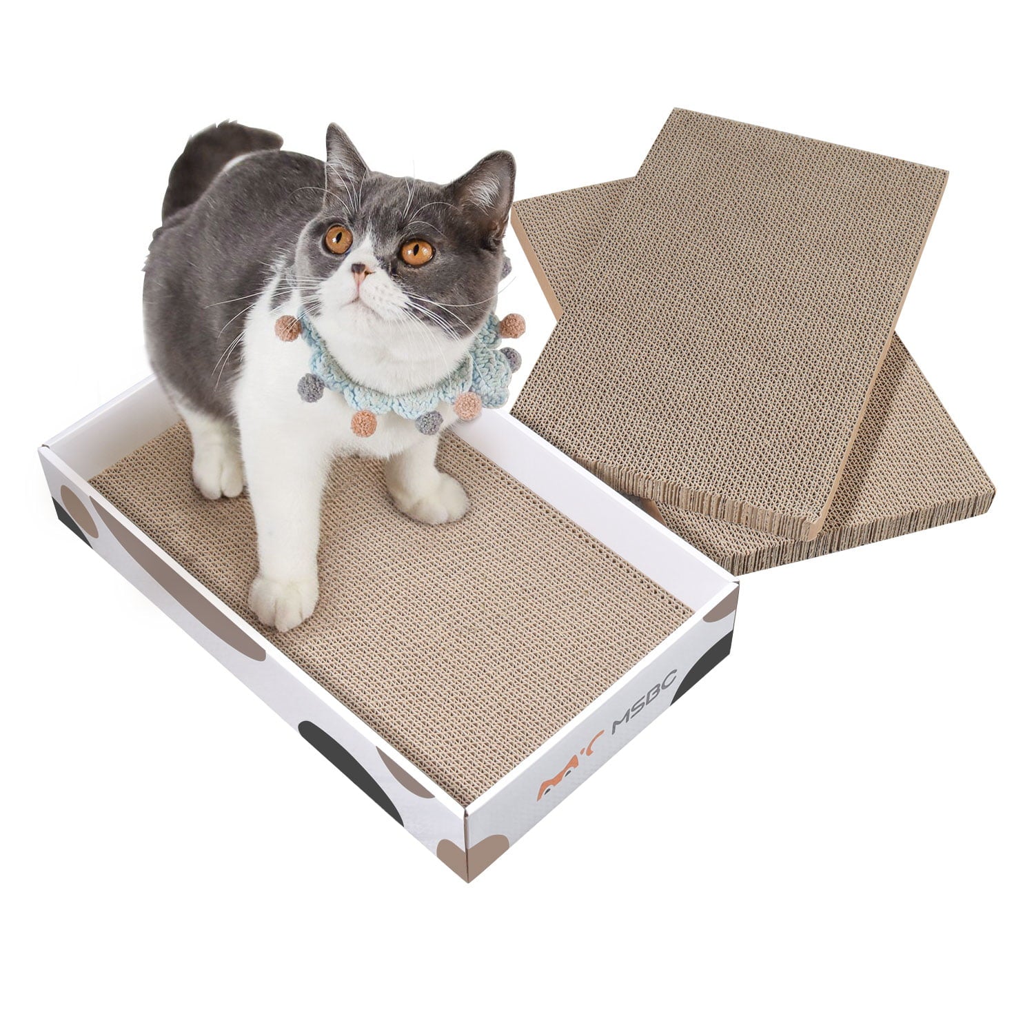 ComSaf Durable Cat Scratcher Bed for Furniture Protection， Cat Training Toy， Set of 1， 3 pcs