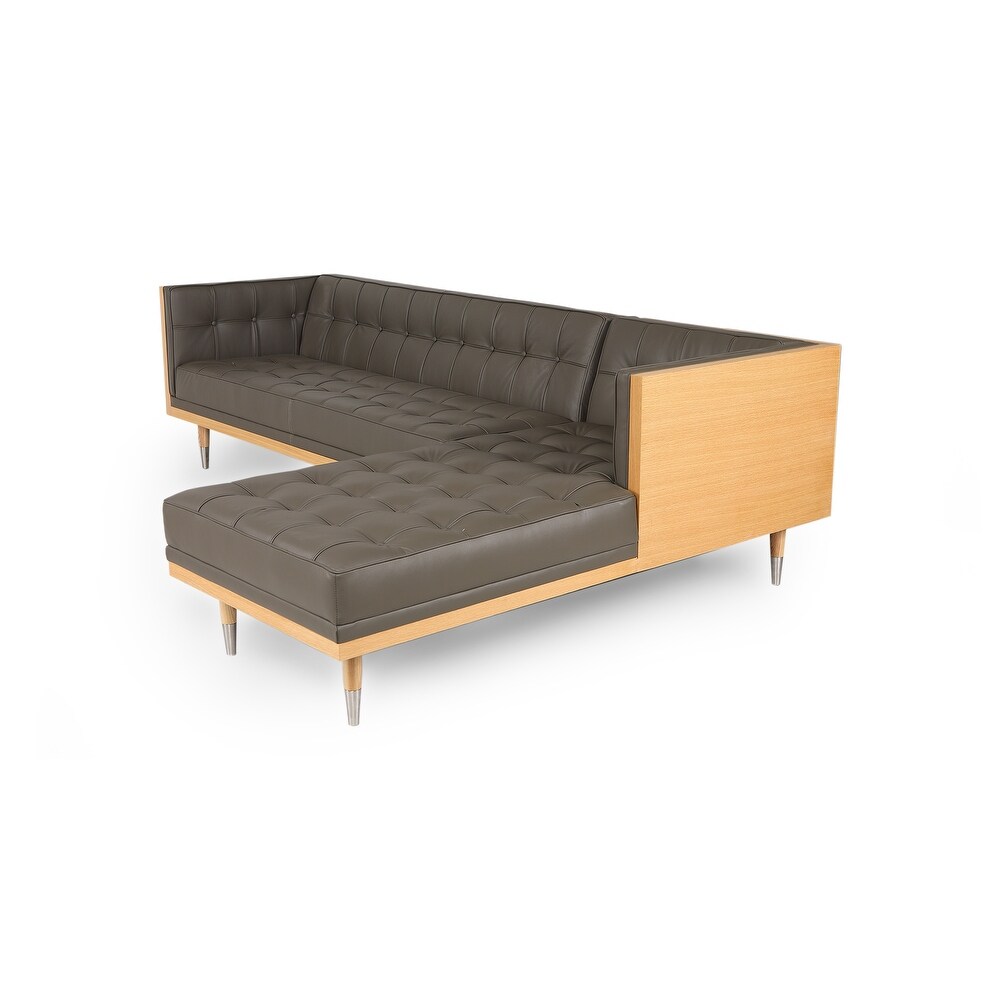 Kardiel Woodrow Box Midcentury Mod Sofa Sectional  Top Grain Leather