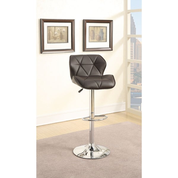 Adjustable PU Bar Stools With Footrest， Set of 2