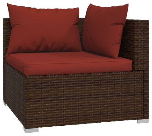 vidaXL Patio Lounge Set 9 Piece with Cushions Gray Poly Rattan Garden Seat   Tropical   Outdoor Lounge Sets   by vidaXL LLC  Houzz