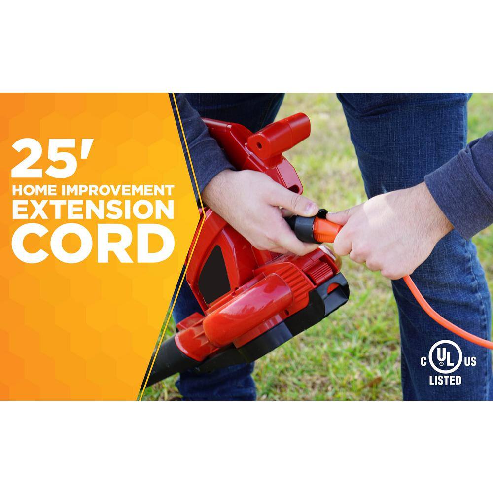 Woods 25 ft. 163 SJTW Outdoor Medium-Duty Extension Cord Orange 267