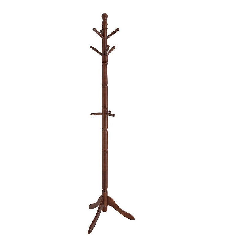 Coat Rack With 10 Hooks， Rubber Wood Coat Tree Free Standing， For Clothes， Hats， Handbags， Umbrella