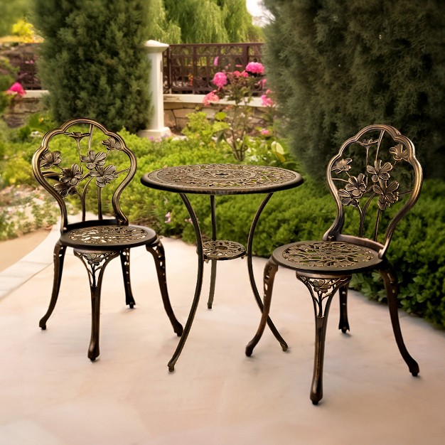 Zia 3 piece Patio Bistro Table Set In Oil Rubbed Bronze Kinger Home