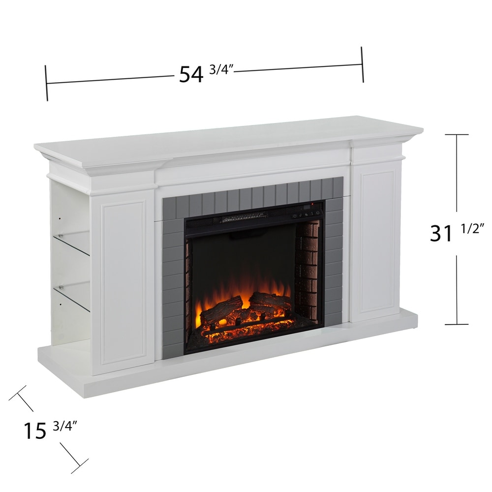 SEI Furniture Repetto Transitional White Curio Shelves Wood Electric Fireplace