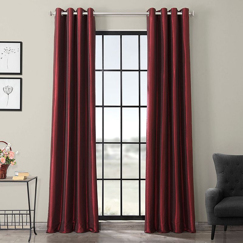 EFF 1-Panel Grommet Blackout Vintage Textured Faux Silk Duponi Window Curtain