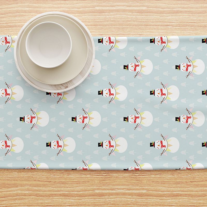 Table Runner， 100% Cotton， 16x90， Holiday Snowmen and Polar Bears