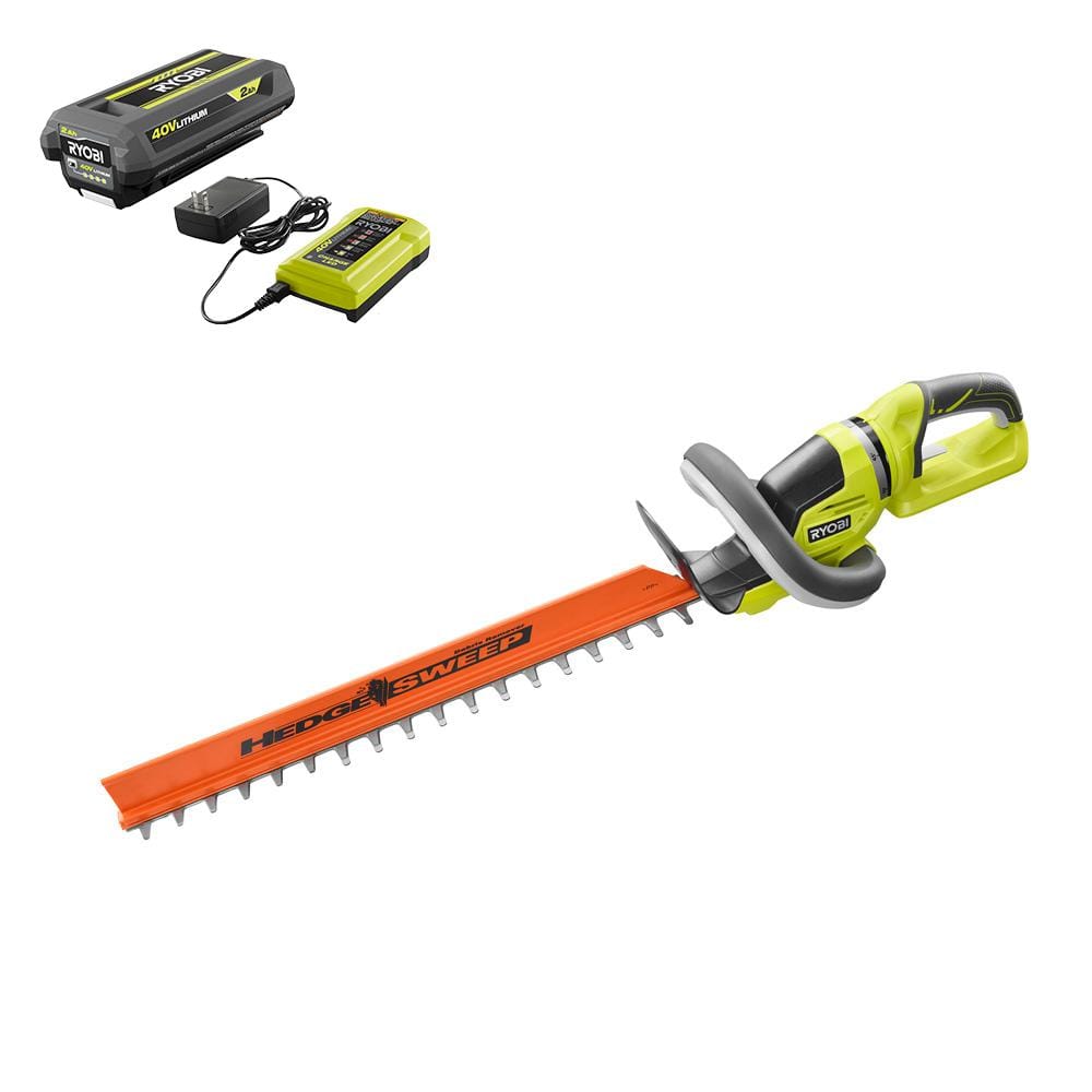 RYOBI 40V 24 in. Cordless Battery Hedge Trimmer with 2.0 Ah Battery and Charger RY40620