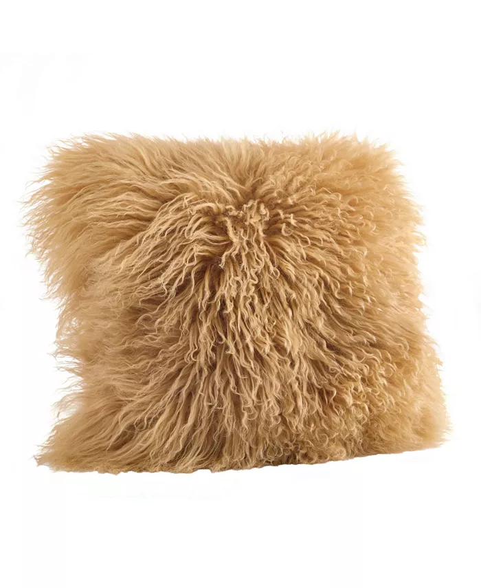 Saro Lifestyle Mongolian Wool Lamb Fur Decorative Pillow， 20