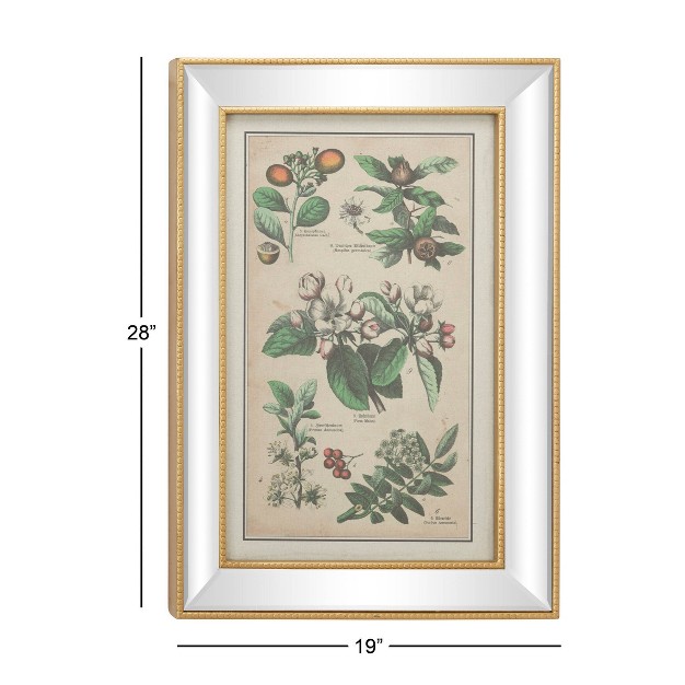 X 28 5 quot Large Vintage Style Plant Illustrations Textile In Mirror And Rectangular Frame Gold Olivia amp May