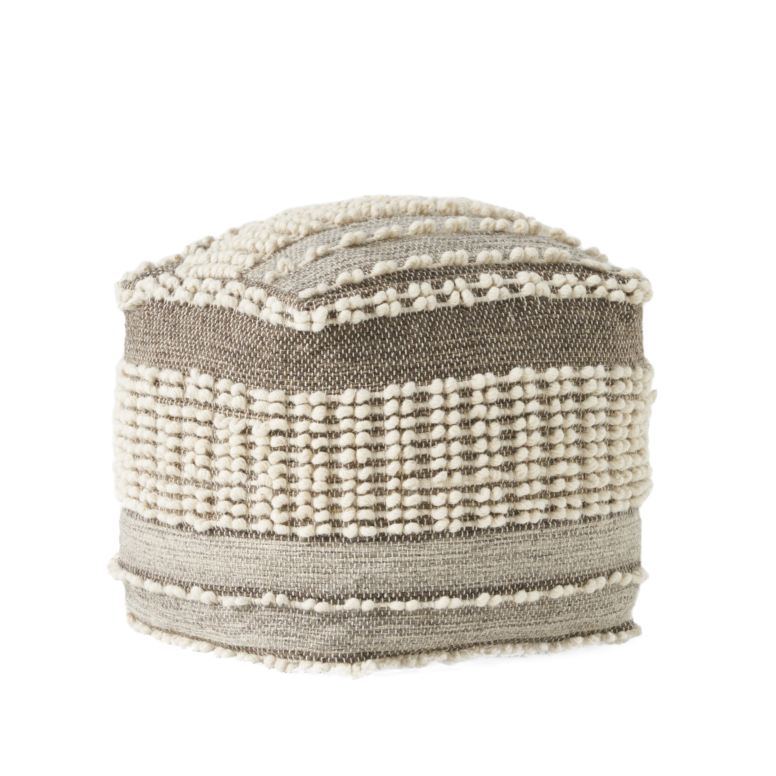 Amiriah Boho Wool and Cotton Ottoman Pouf