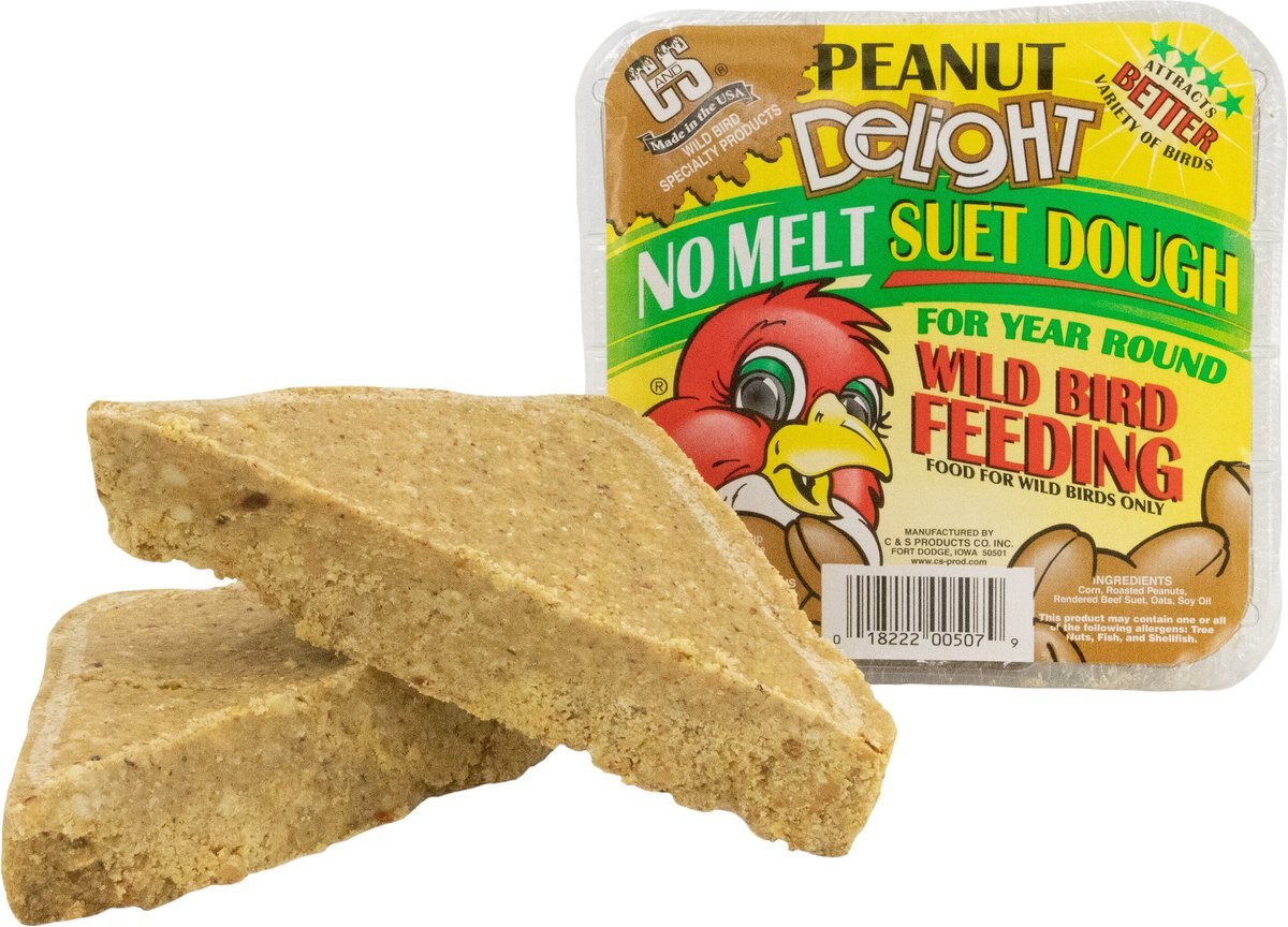 CandS Peanut Delight No Melt Suet Dough Wild Bird Food， 11.75-oz tray