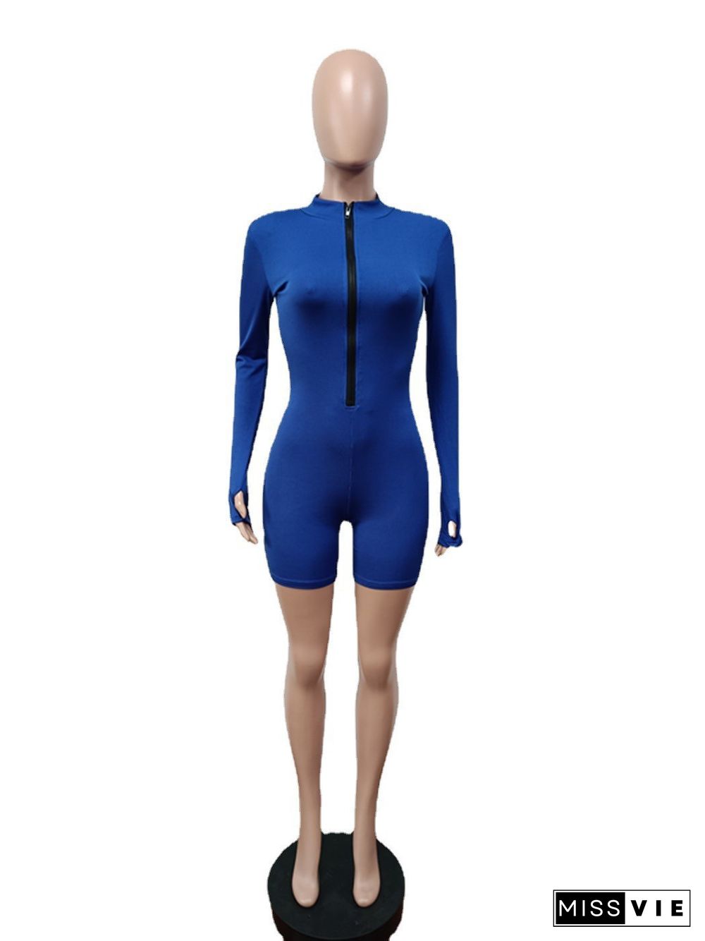 Solid Color Long Sleeve Fitness Stretch Rompers