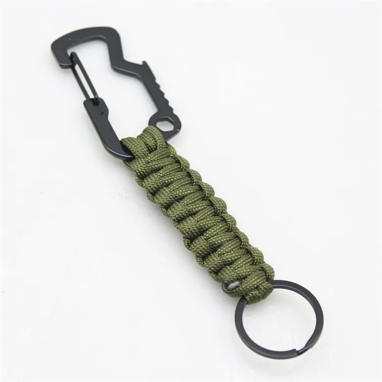 Outdoor Mountaineering Paracord Carabiner Key Chains Tactical Survival Tool Paracord Bottle Opener Keychain