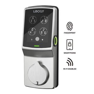 Lockly Secure Pro Satin Nickel Deadbolt WiFi Smart Lock with 3D Fingerprint Mobile App Keypad works with Hey GoogleAlexa PGD 728W SN