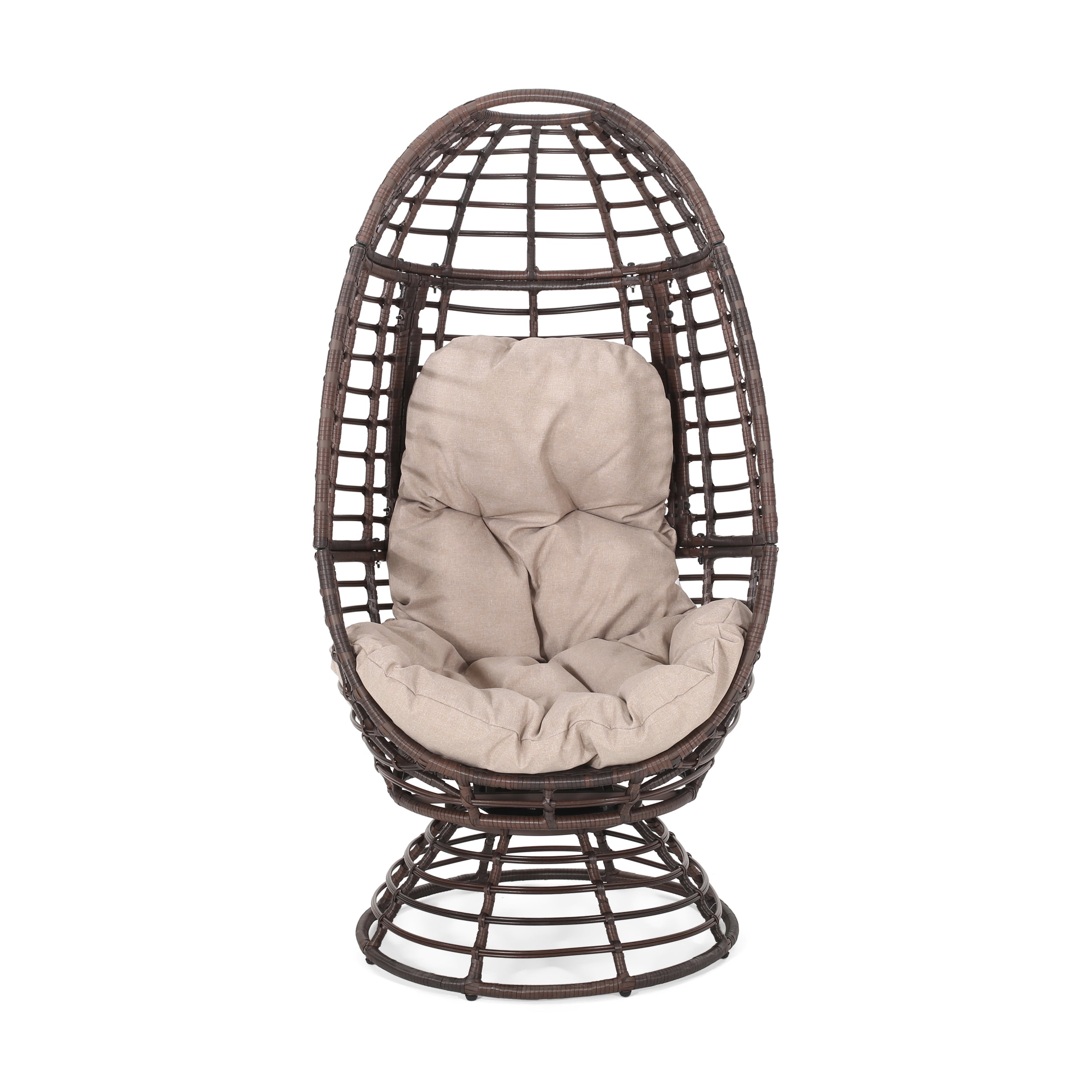 Mylen Outdoor Freestanding Wicker Swivel Egg Chair