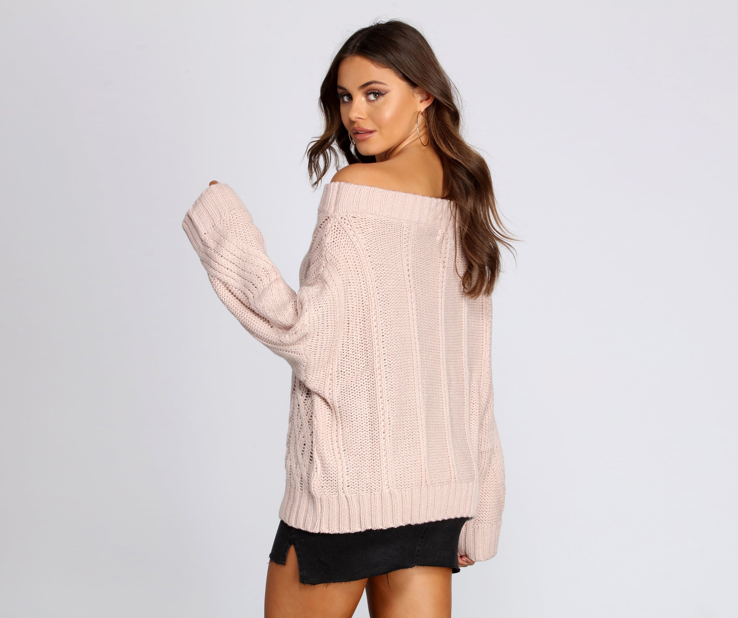 Chic In Cable Knit Sweater