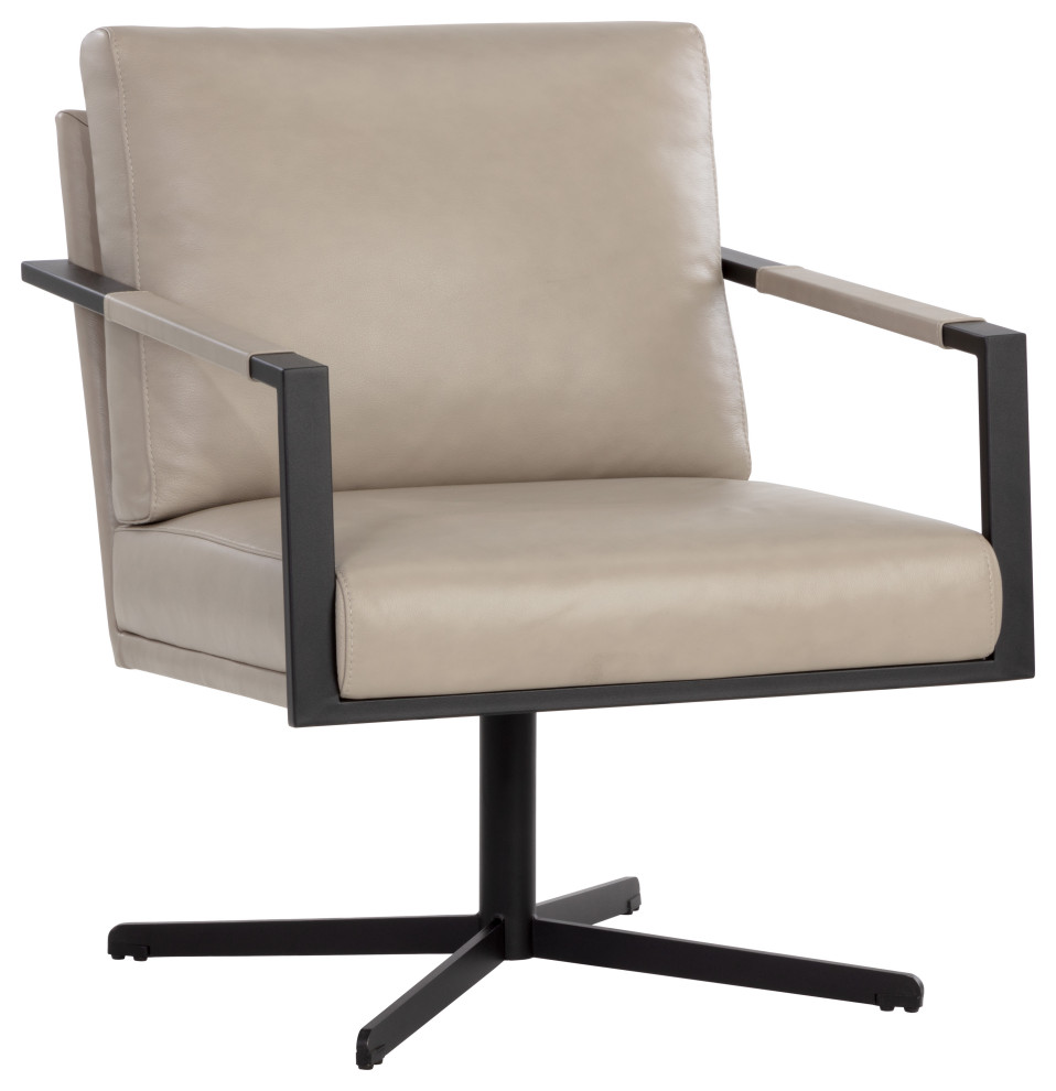 Randy Swivel Lounge Chair Alpine Beige Leather   Transitional   Armchairs And Accent Chairs   by Sunpan Modern Home  Houzz