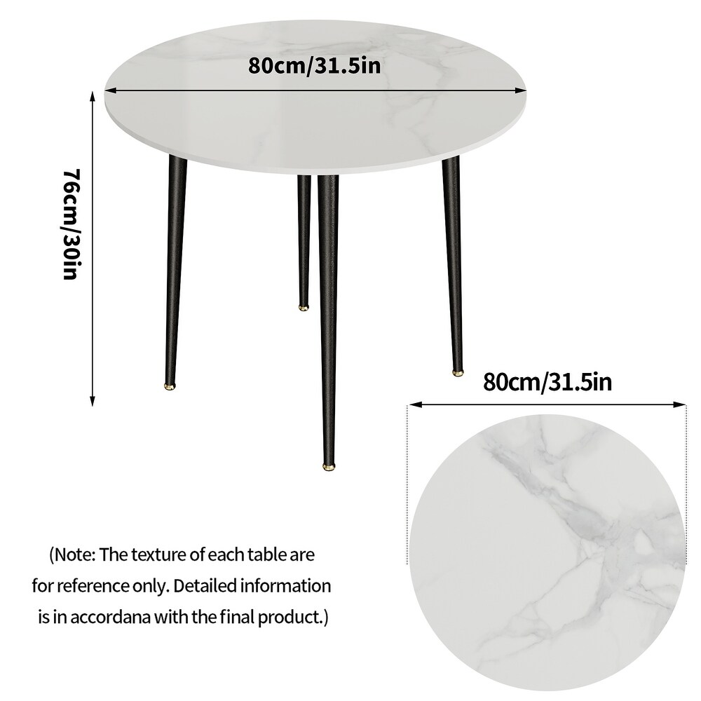 Metal Frame 4 Legs Round Dining Table Heavy Duty Sintered Stone Top   31.5\