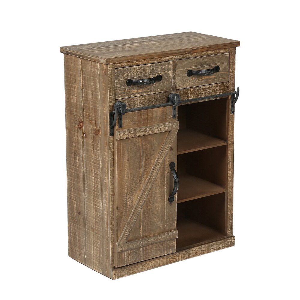 Brown Rustic Sliding Barn Door Storage Cabinet   31.8\