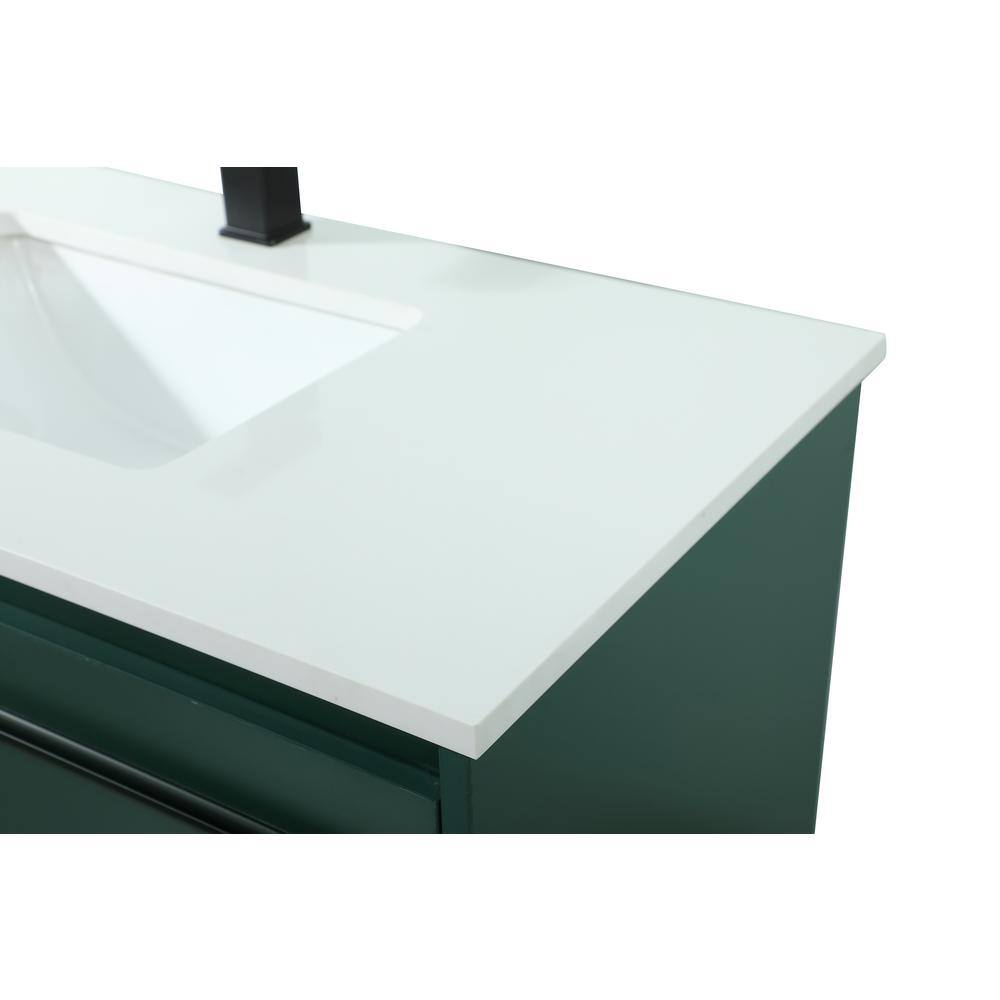 Simply Living 36 in. W x 18 in. D x 19.7 in. H Bath Vanity in Green with Ivory White Quartz Top SL133608MGN