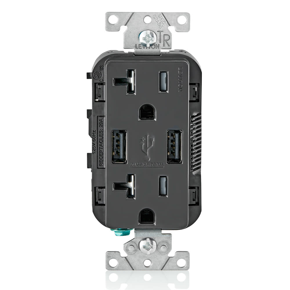 Leviton 20A 125V Black Combination Duplex Receptacle/Outlet