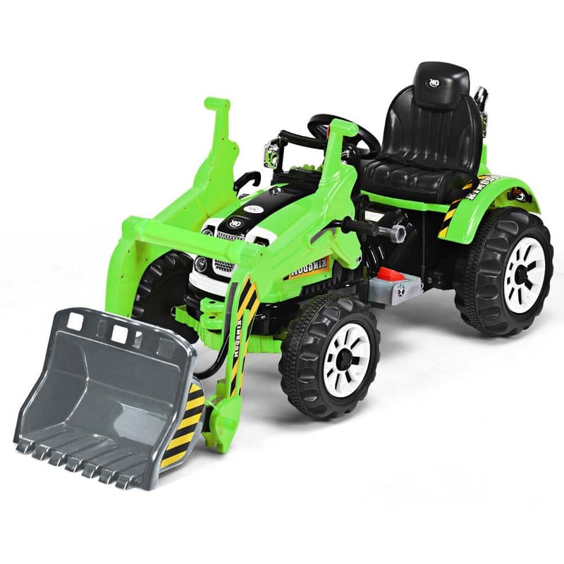 Kids Ride on Excavator, 12V Battery Powered Construction Vehicles Dumper Truck Toy with Front Loader Shovel