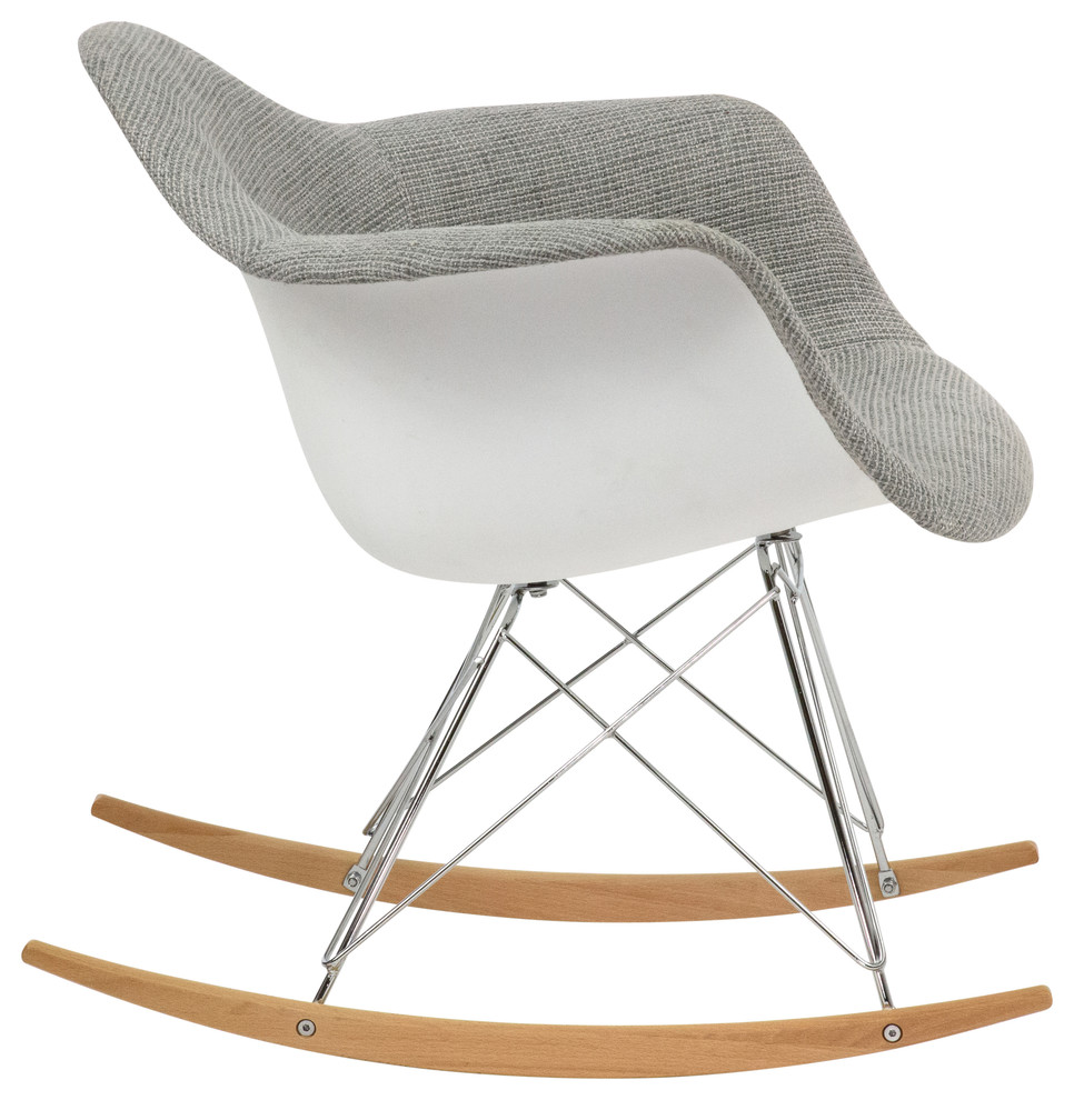 LeisureMod Wilson Twill Fabric Eiffel Rocking Chair   Midcentury   Rocking Chairs   by LeisureMod  Houzz