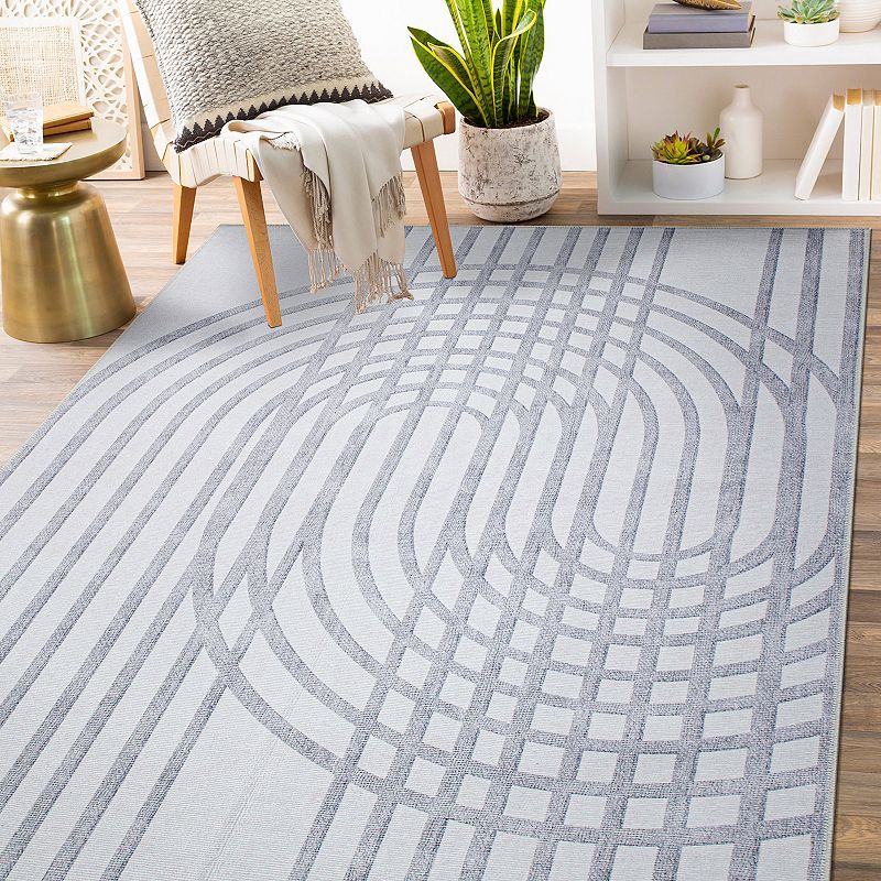 World Rug Gallery Contemporary Lines Machine Washable Area Rug