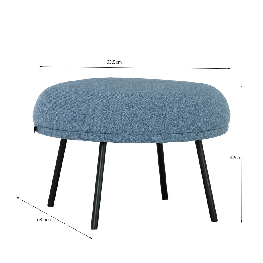 JUSTY Footstool/ Ottoman 63.5cm - Marble Blue