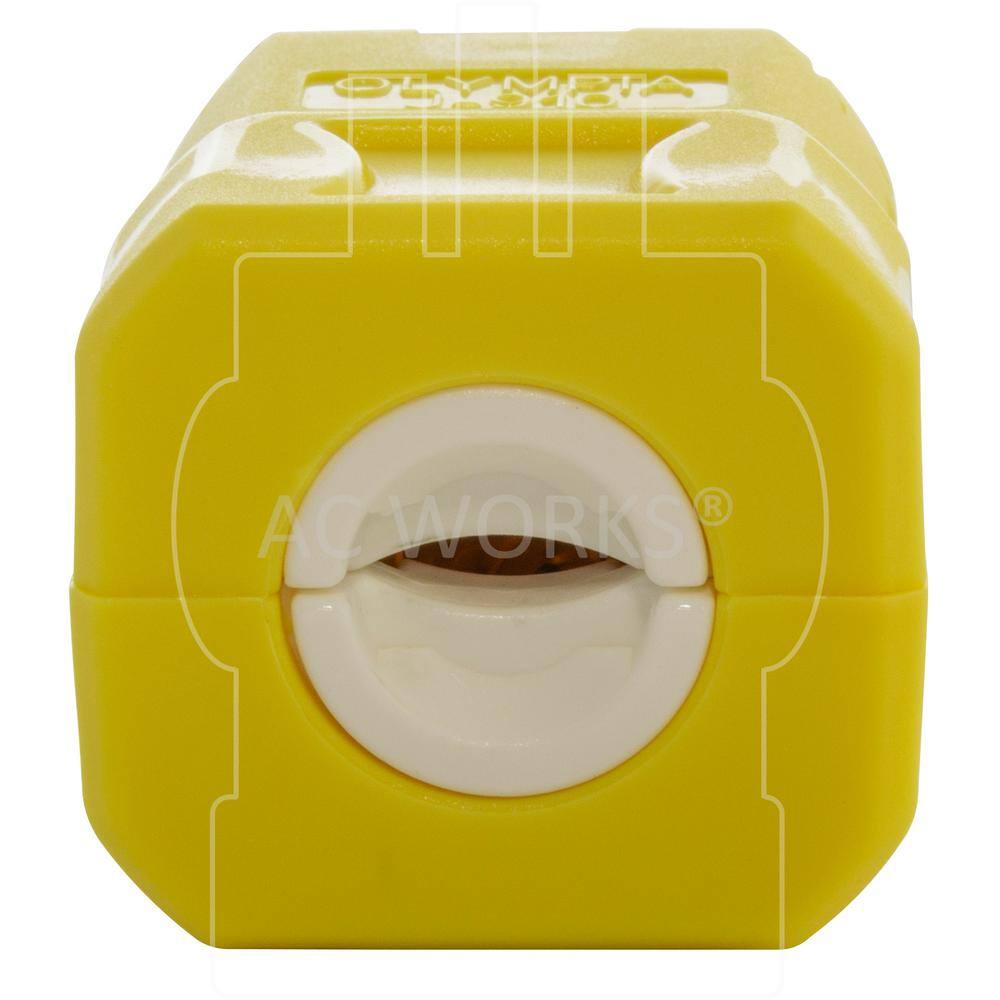 AC WORKS 15 Amp 125-Volt NEMA 5-15P Square Household Plug with UL C-UL Approval ASQ515P-YW