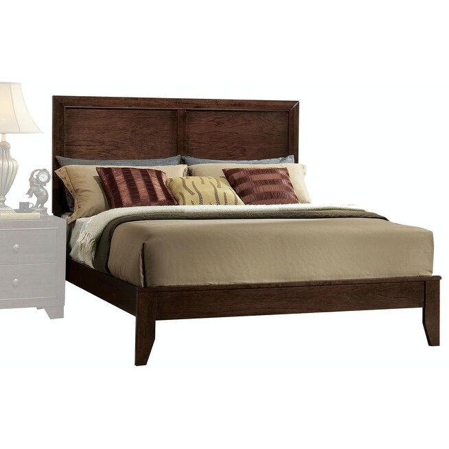 Madison Queen Bed in Espresso with Raised Molding Trim Headboard and Wood Tapered Leg