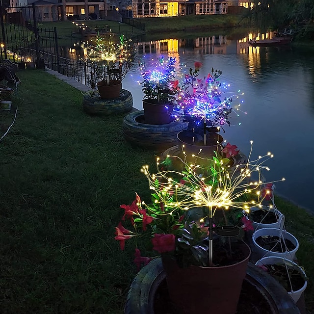 Solar Fireworks Lights 90/120/150/200 LEDS Outdoor DIY Solar Lights Garden Decorative Lights Waterproof Fairy Lights Lawn Lights